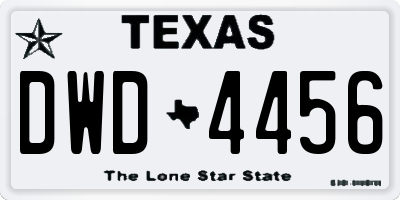 TX license plate DWD4456