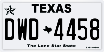 TX license plate DWD4458