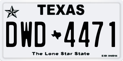 TX license plate DWD4471
