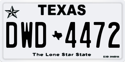 TX license plate DWD4472
