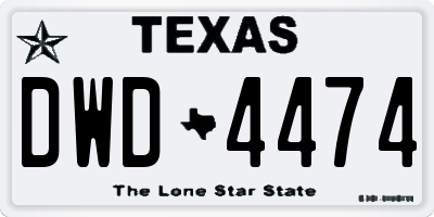 TX license plate DWD4474
