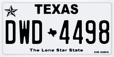 TX license plate DWD4498