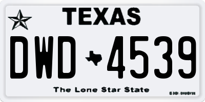 TX license plate DWD4539