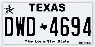 TX license plate DWD4694