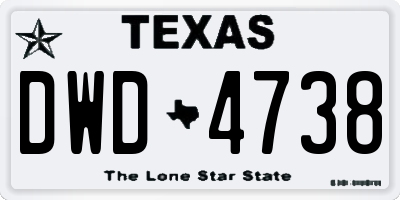 TX license plate DWD4738