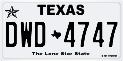 TX license plate DWD4747
