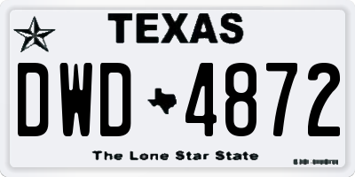 TX license plate DWD4872