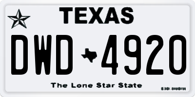 TX license plate DWD4920