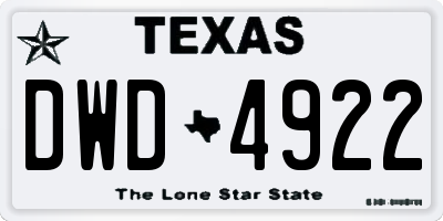 TX license plate DWD4922