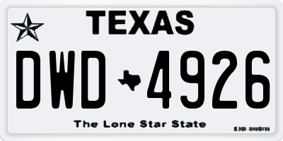 TX license plate DWD4926
