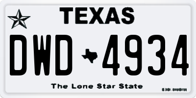 TX license plate DWD4934
