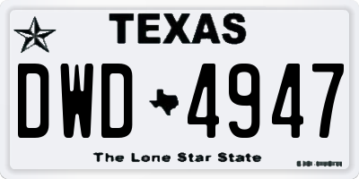 TX license plate DWD4947