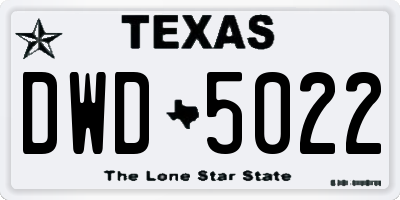 TX license plate DWD5022