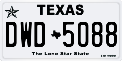 TX license plate DWD5088