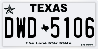 TX license plate DWD5106