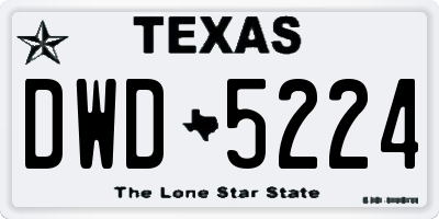 TX license plate DWD5224