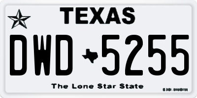 TX license plate DWD5255