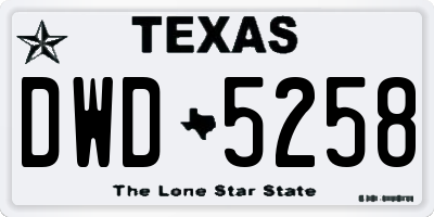 TX license plate DWD5258