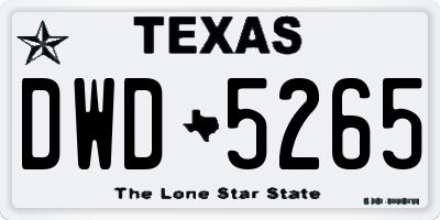 TX license plate DWD5265