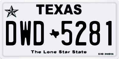 TX license plate DWD5281