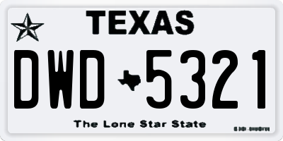 TX license plate DWD5321