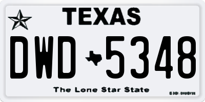 TX license plate DWD5348