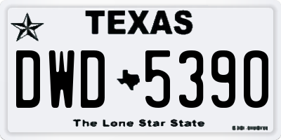 TX license plate DWD5390