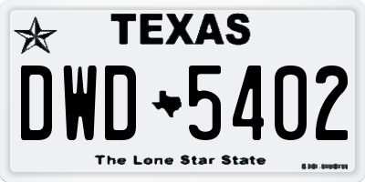 TX license plate DWD5402