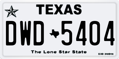 TX license plate DWD5404