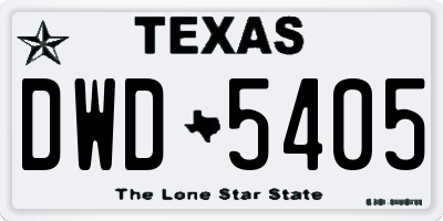 TX license plate DWD5405