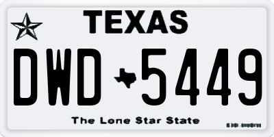 TX license plate DWD5449