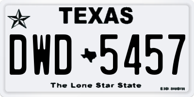 TX license plate DWD5457