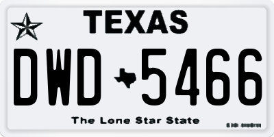 TX license plate DWD5466