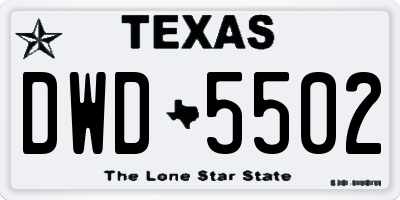 TX license plate DWD5502