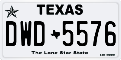 TX license plate DWD5576