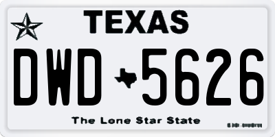 TX license plate DWD5626