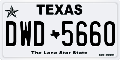 TX license plate DWD5660