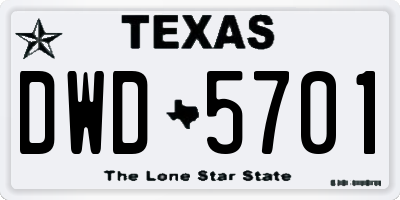 TX license plate DWD5701