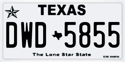 TX license plate DWD5855