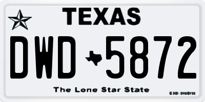 TX license plate DWD5872