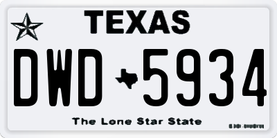 TX license plate DWD5934