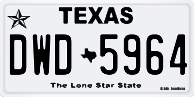 TX license plate DWD5964