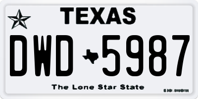TX license plate DWD5987