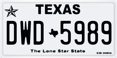 TX license plate DWD5989