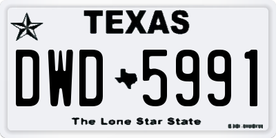 TX license plate DWD5991
