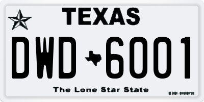 TX license plate DWD6001