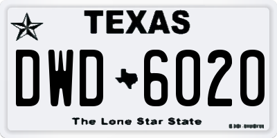 TX license plate DWD6020
