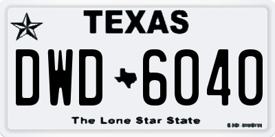 TX license plate DWD6040