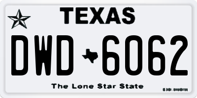 TX license plate DWD6062