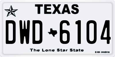 TX license plate DWD6104